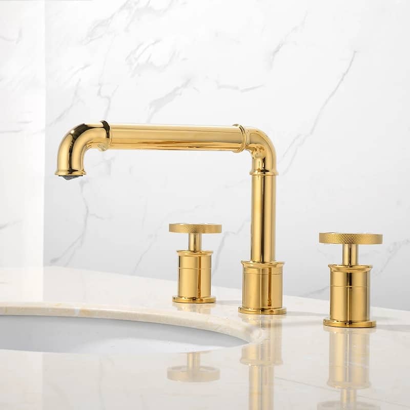 Retro Industrial Dual Handle Gold Bathroom Faucet  -  Gold Water Taps & Faucets