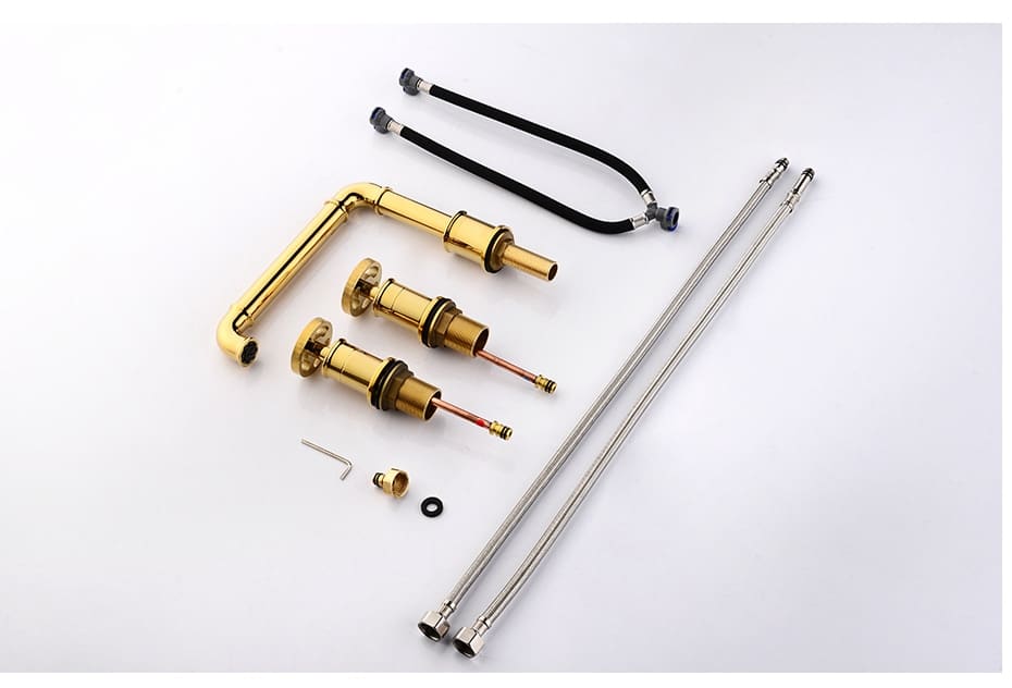 Retro Industrial Dual Handle Gold Bathroom Faucet  -  Gold Water Taps & Faucets