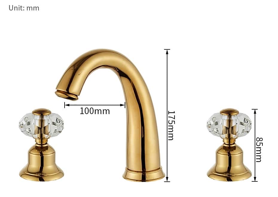 Modern Gold Dual Handle Bathroom Faucet  -  Gold Water Taps & Faucets