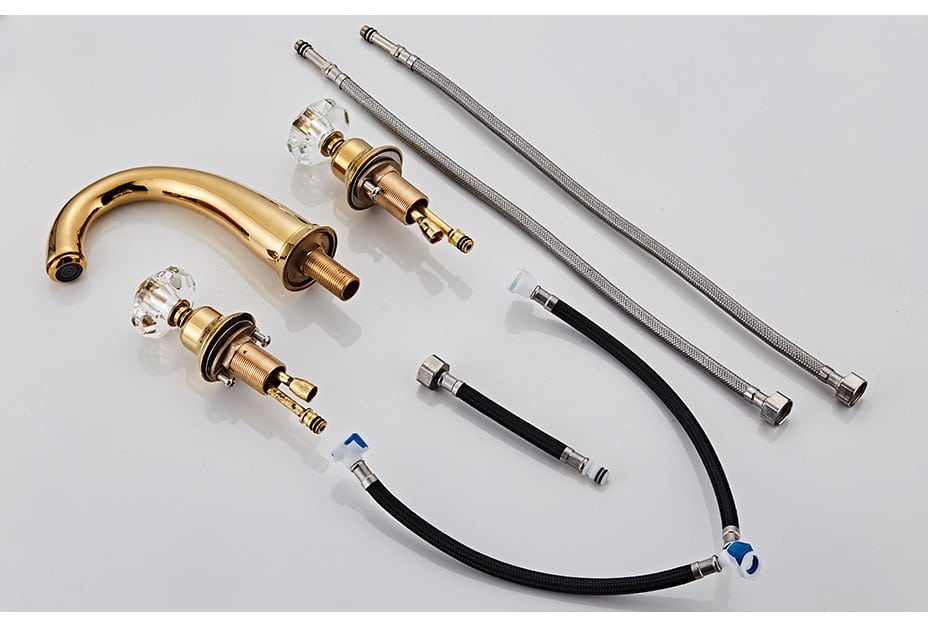 Modern Gold Dual Handle Bathroom Faucet  -  Gold Water Taps & Faucets