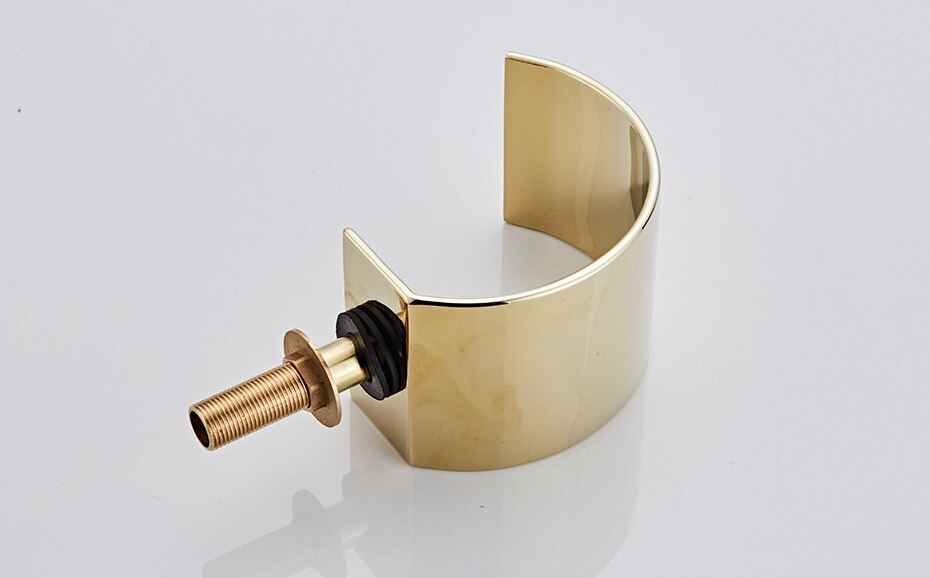 Slim Dual Handle Gold Waterfall Bathroom Faucet  -  Gold Water Taps & Faucets