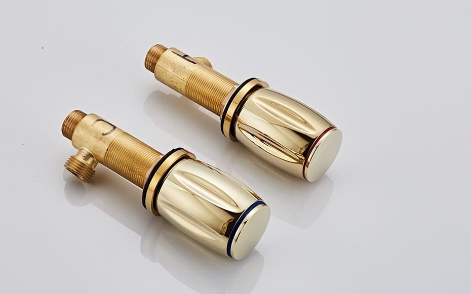 Slim Dual Handle Gold Waterfall Bathroom Faucet  -  Gold Water Taps & Faucets