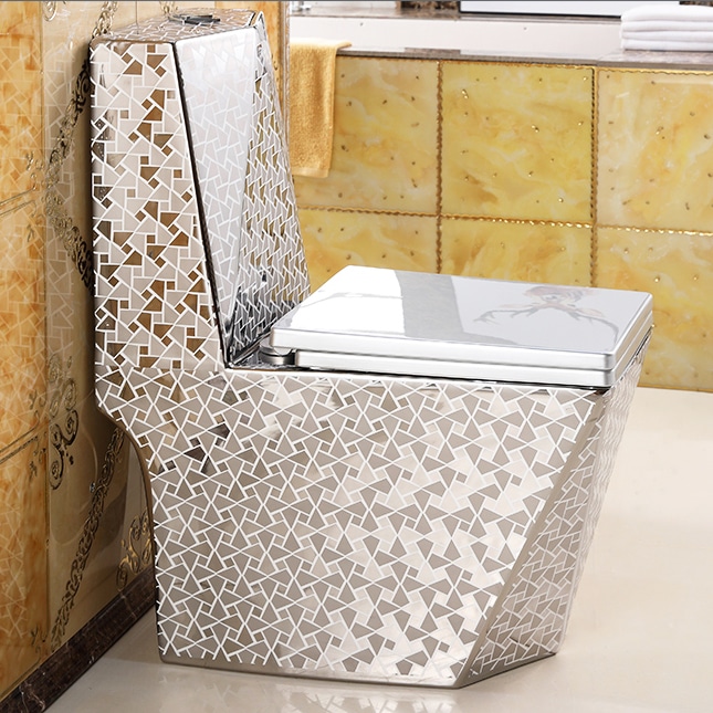 Angular Mosaic Silver Toilet  -  Silver Toilets