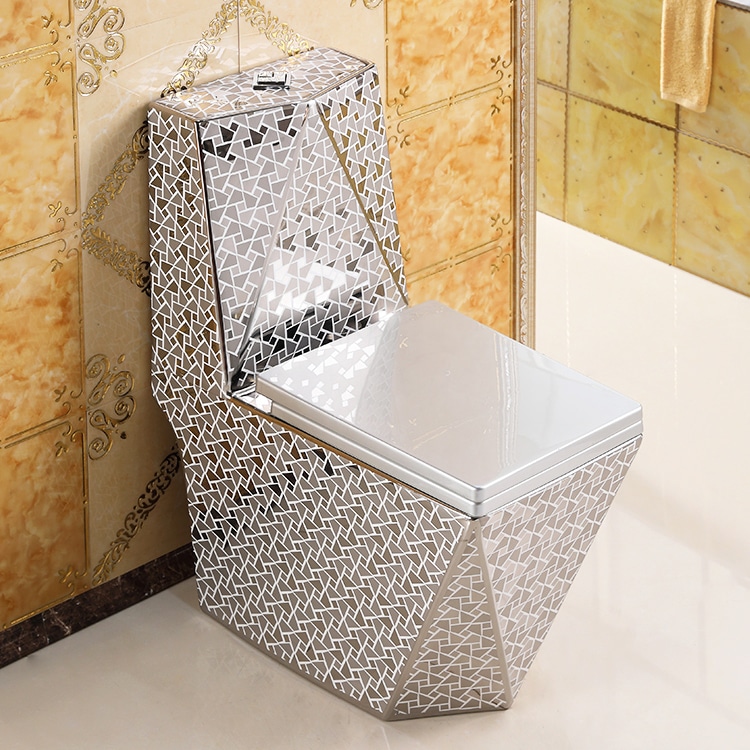 Angular Mosaic Silver Toilet  -  Silver Toilets