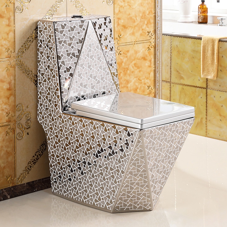 Angular Mosaic Silver Toilet  -  Silver Toilets