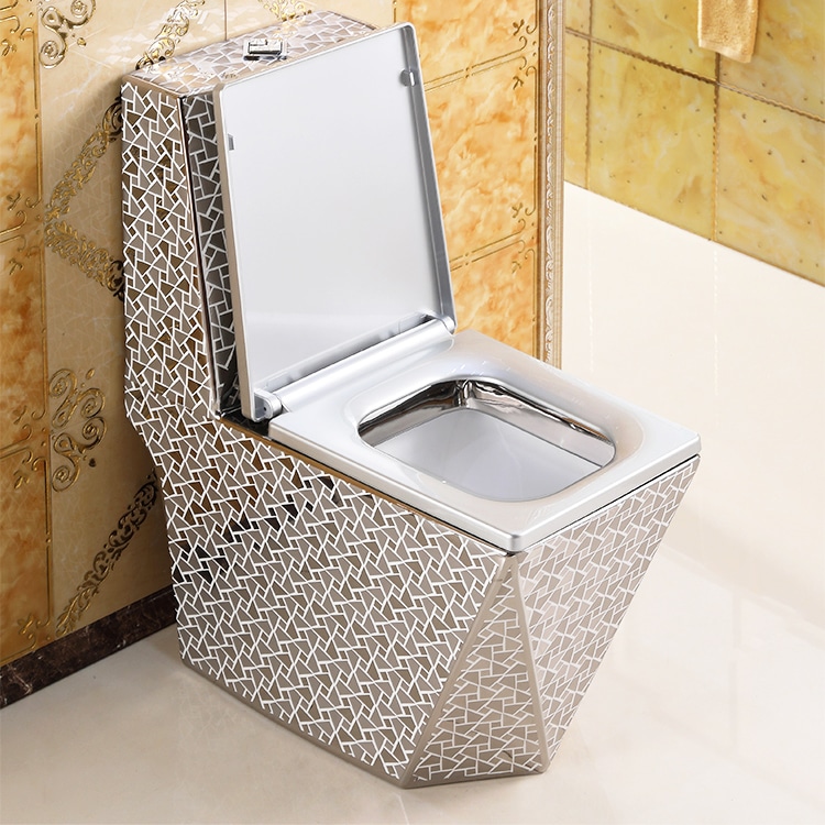 Angular Mosaic Silver Toilet  -  Silver Toilets