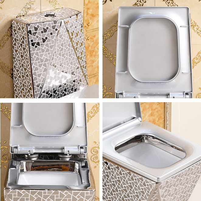 Angular Mosaic Silver Toilet  -  Silver Toilets
