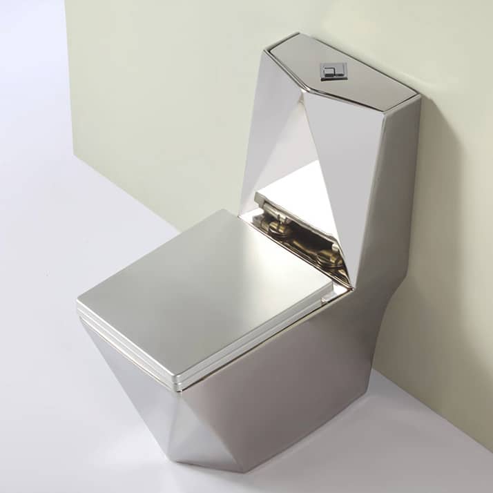 Angular Plain Silver Toilet  -  Silver Toilets