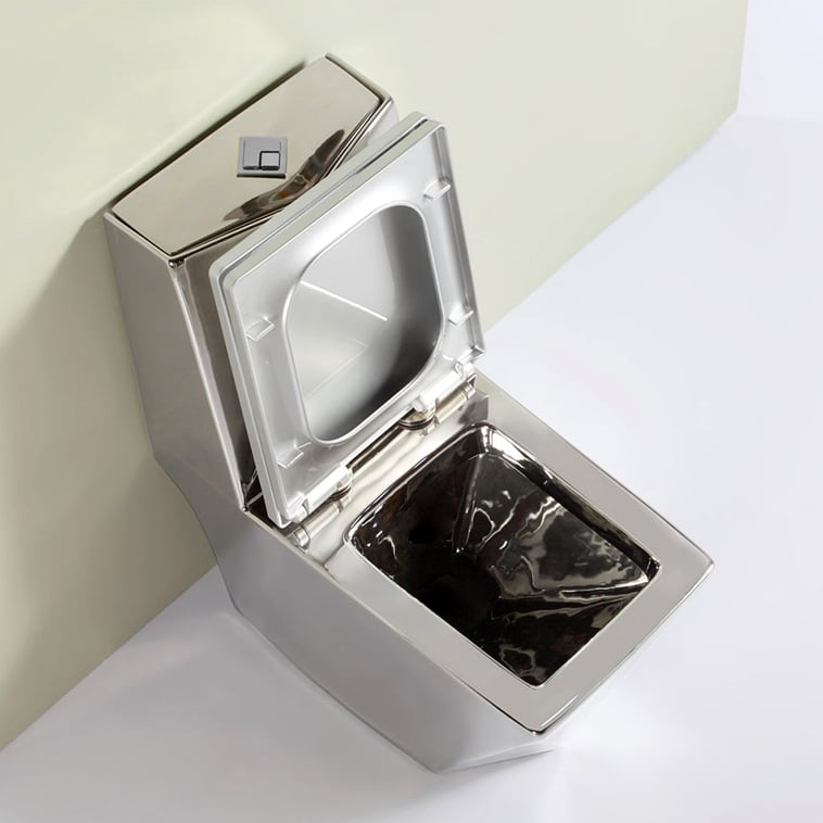 Angular Plain Silver Toilet