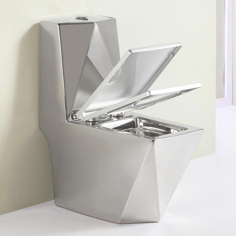 Angular Plain Silver Toilet  -  Silver Toilets
