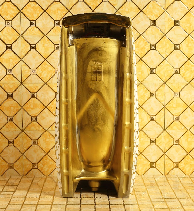 Classic Freestanding White-Gold Pattern Urinal  -  Gold Urinals
