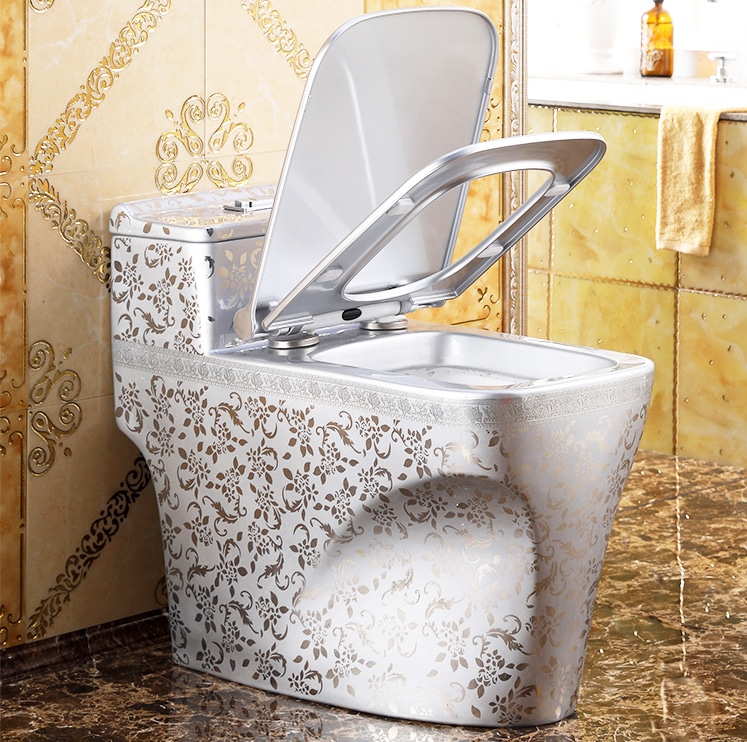 Low Profile Silver Pattern Toilet  -  Silver Toilets