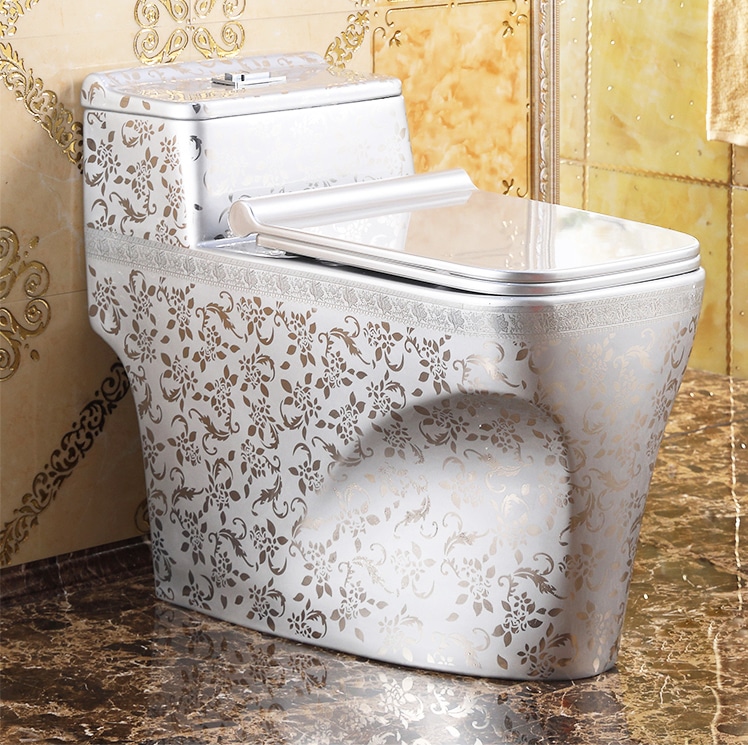 Low Profile Silver Pattern Toilet  -  Silver Toilets