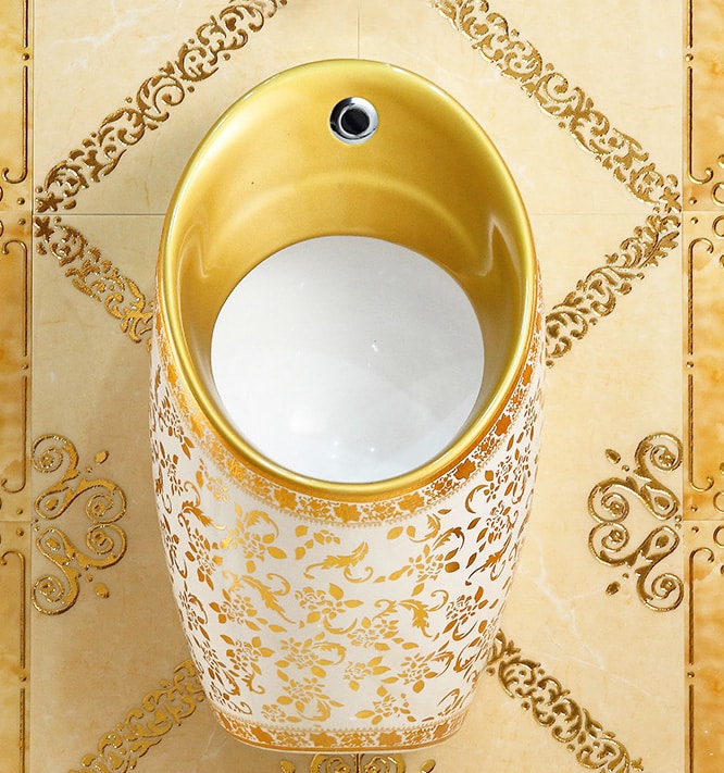 Modern Wall Mounted Gold Pattern Urinal  -  Gold Urinals