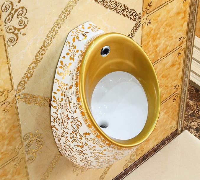 Modern Wall Mounted Gold Pattern Urinal  -  Gold Urinals