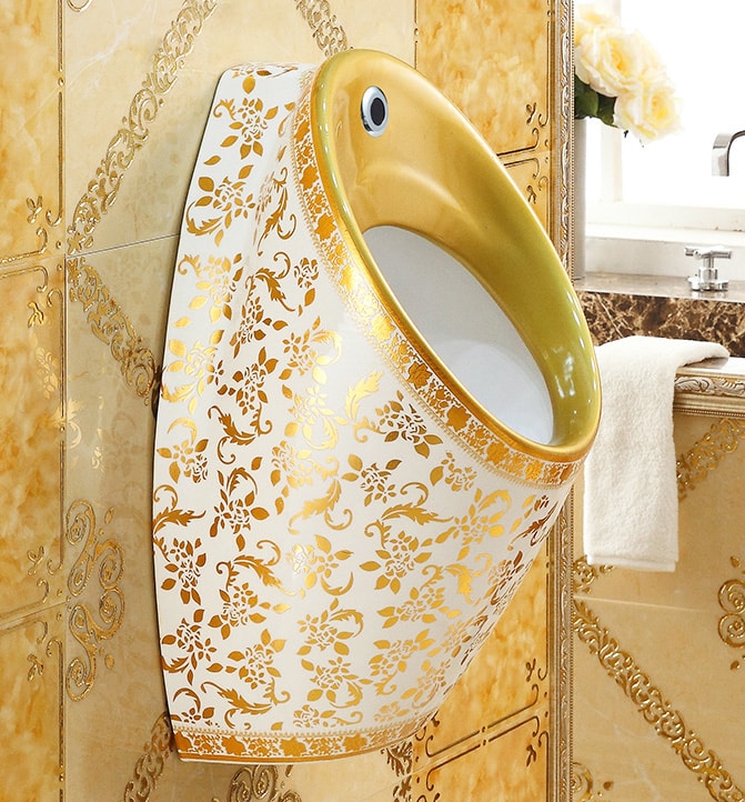Modern Wall Mounted Gold Pattern Urinal  -  Gold Urinals