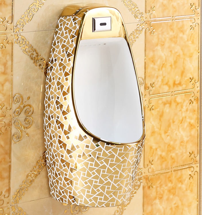 Luxury Wall Mounted Mosaic Gold Urinal  -  Gold Urinals