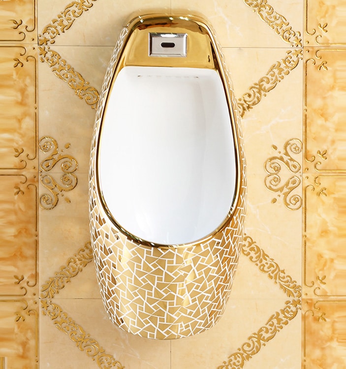 Luxury Wall Mounted Mosaic Gold Urinal  -  Gold Urinals