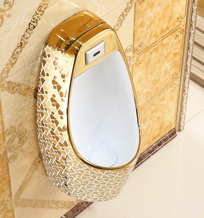 Luxury Wall Mounted Mosaic Gold Urinal  -  Gold Urinals