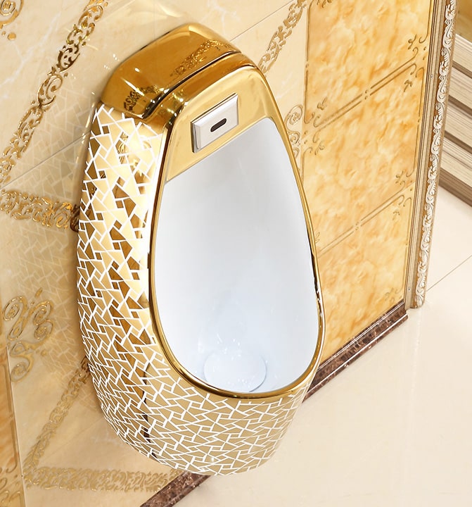 Luxury Wall Mounted Mosaic Gold Urinal  -  Gold Urinals