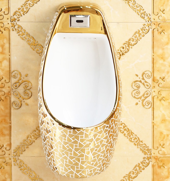Luxury Wall Mounted Mosaic Gold Urinal  -  Gold Urinals