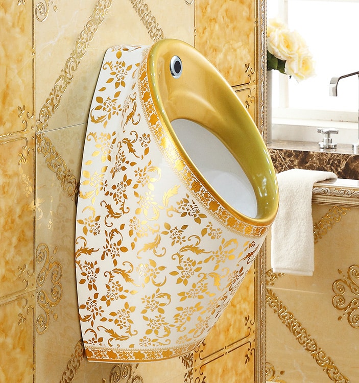 Modern Wall Mounted Gold Pattern Urinal  -  Gold Urinals