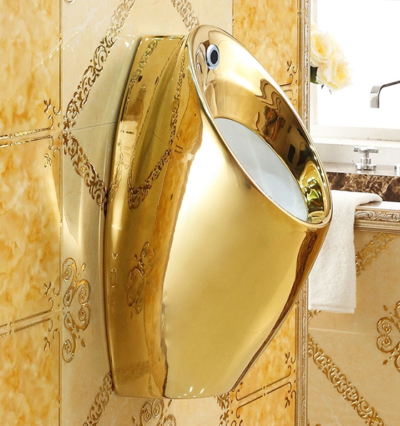 Modern Wall Mounted Gold Urinal  -  Gold Urinals