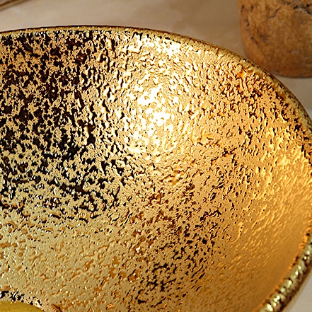 Abstract Oval Bathroom Basin With Liquid Gold Texture  -  Gold Bathroom Basins / Sinks
