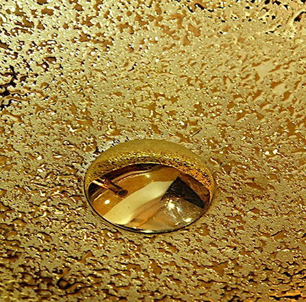 Abstract Round Bathroom Basin With Liquid Gold Texture  -  Gold Bathroom Basins / Sinks