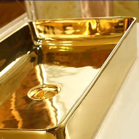 Classic Plain Gold Rectangular Bathroom Basin  -  Gold Bathroom Basins / Sinks