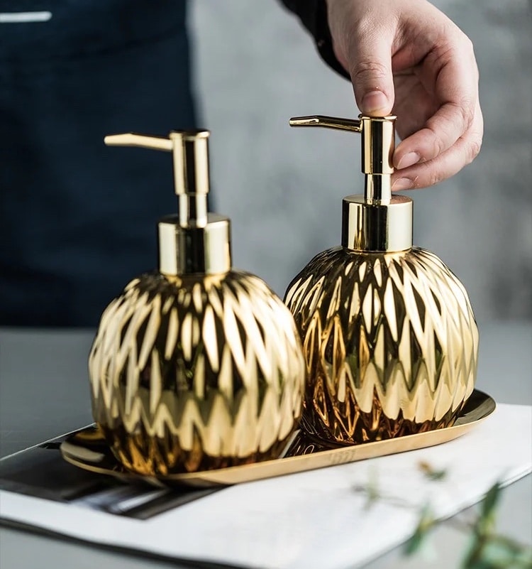 Deluxe Gold Soap Dispenser With Base  -  Bathroom Accessories