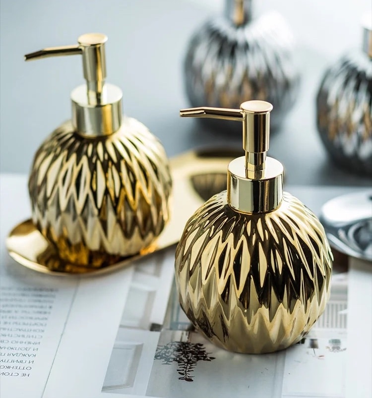 Deluxe Gold Soap Dispenser With Base  -  Bathroom Accessories