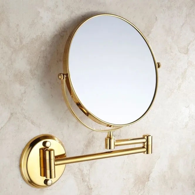 Gold Bathroom Round Foldable Mirror  -  Bathroom Accessories