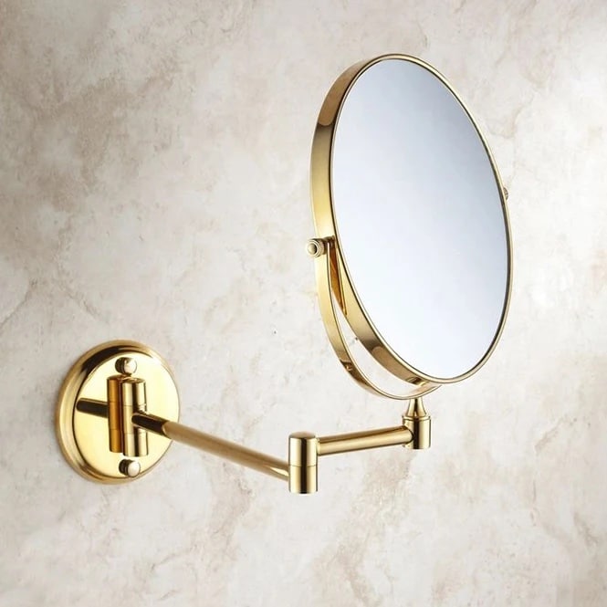 Gold Bathroom Round Foldable Mirror  -  Bathroom Accessories