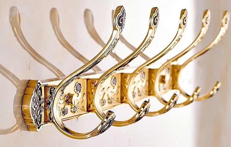 Graceful Gold Towel Hooks, 5 pcs  -  Bathroom Accessories