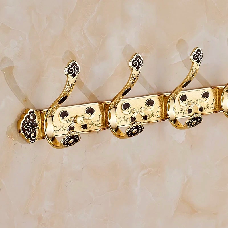 Graceful Gold Towel Hooks, 5 pcs  -  Bathroom Accessories