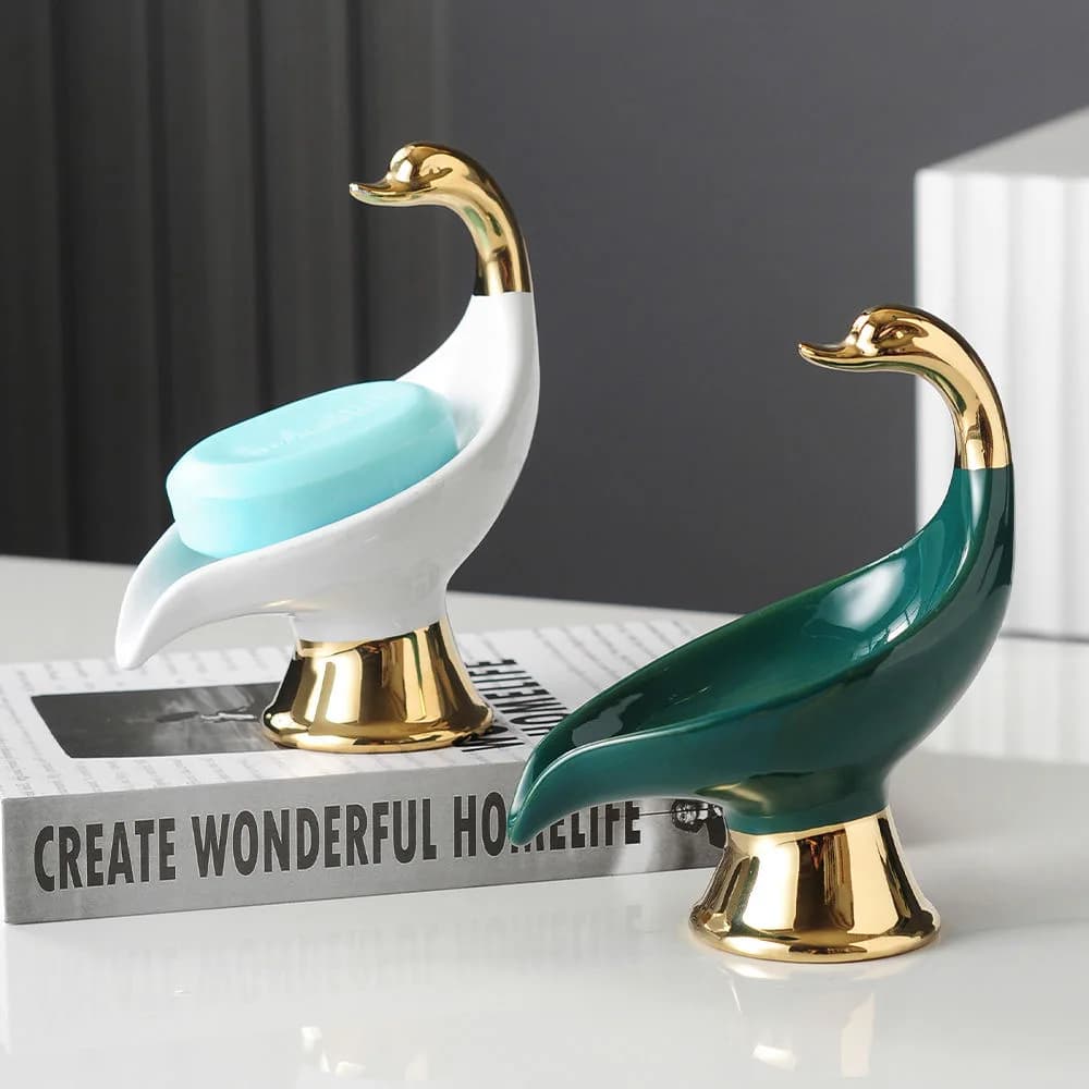 Modern Gold Swan Soap Dish  -  Bathroom Accessories