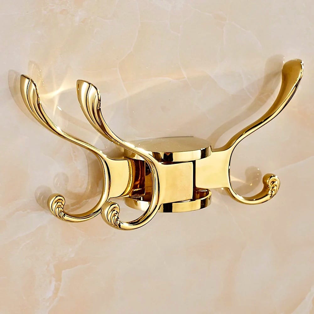 Triple Gold Rotating Robe Hook  -  Bathroom Accessories