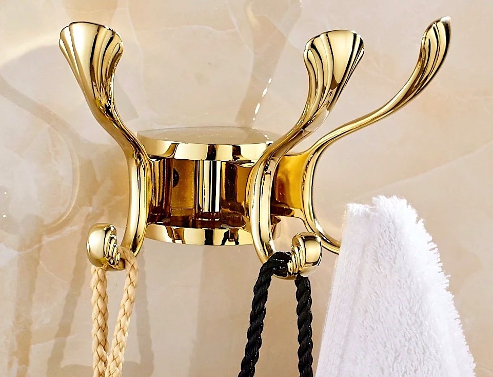 Triple Gold Rotating Robe Hook  -  Bathroom Accessories