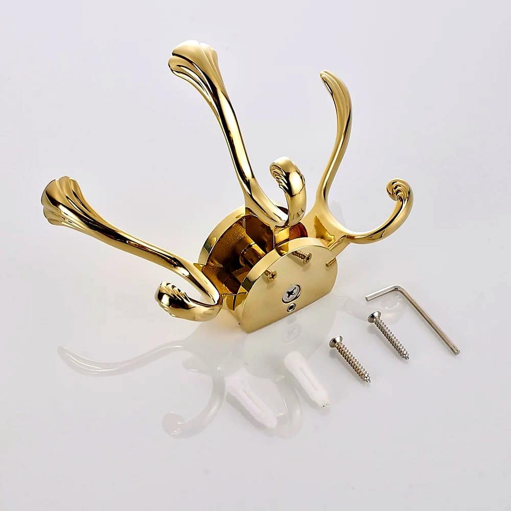 Triple Gold Rotating Robe Hook  -  Bathroom Accessories