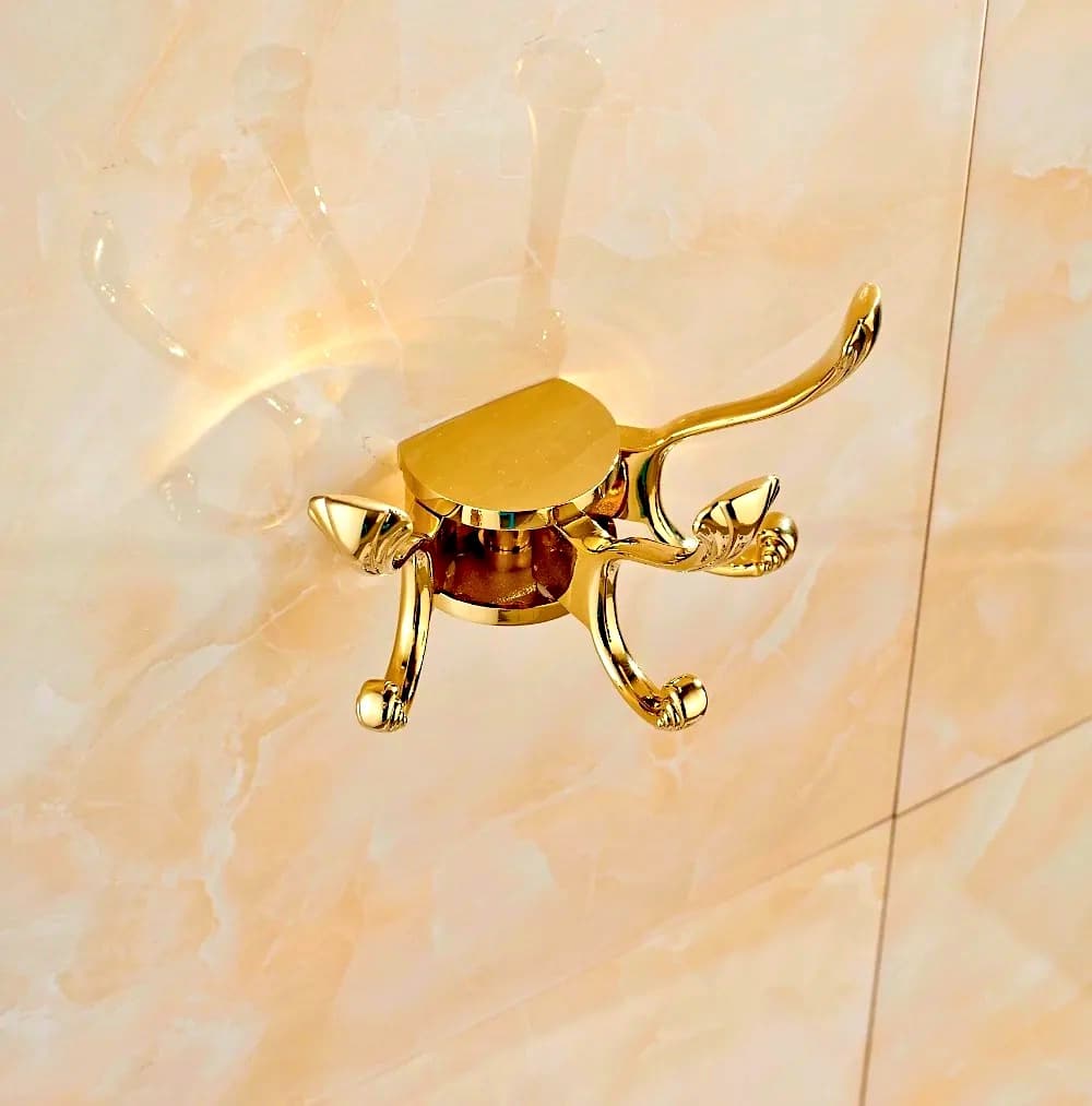 Triple Gold Rotating Robe Hook  -  Bathroom Accessories