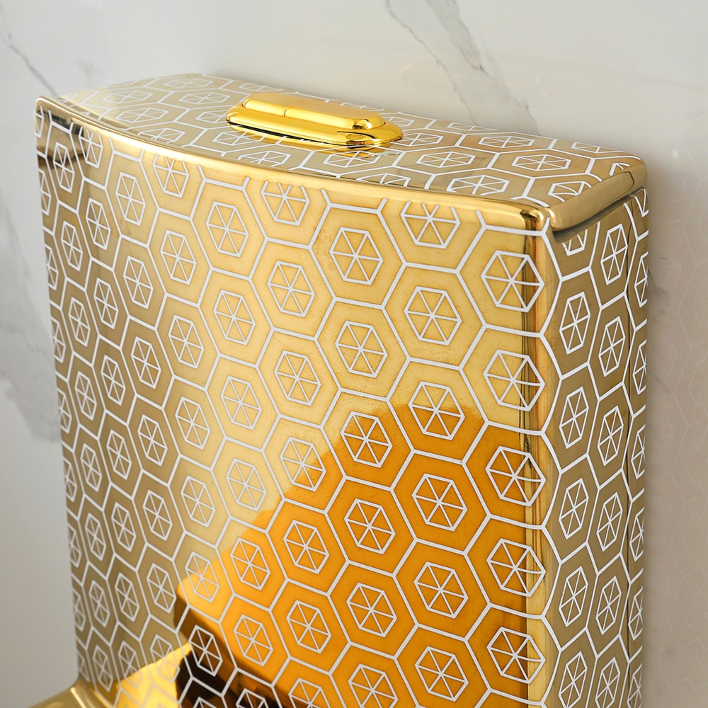 Modern Gold Toilet With Unique Hexagon Pattern  -  Gold Toilets