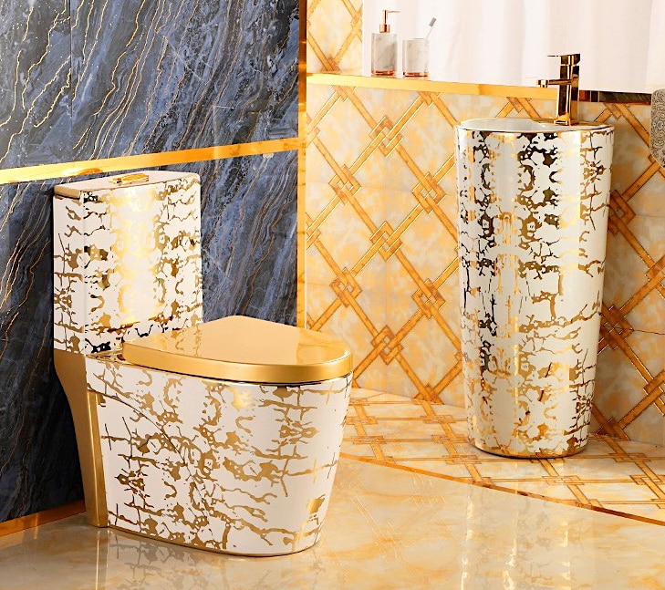 Modern White & Gold Toilet  -  Gold Toilets
