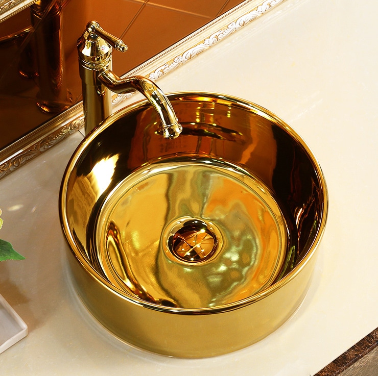 Elegance Round Plain Gold Basin  -  Gold Bathroom Basins / Sinks