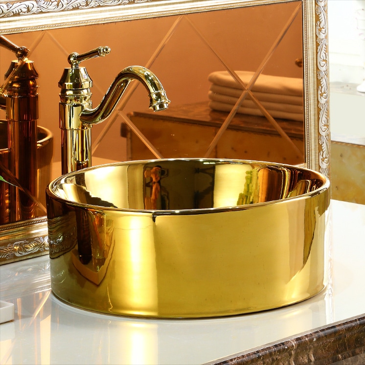 Elegance Round Plain Gold Basin  -  Gold Bathroom Basins / Sinks