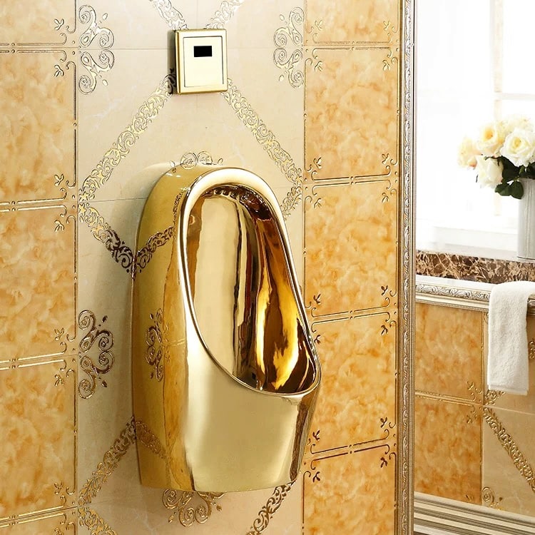 Elegant Wall Mounted Plain Gold Urinal  -  Gold Urinals