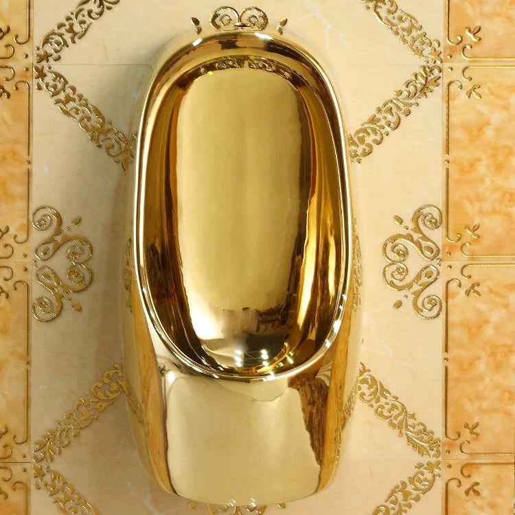 Elegant Wall Mounted Plain Gold Urinal  -  Gold Urinals
