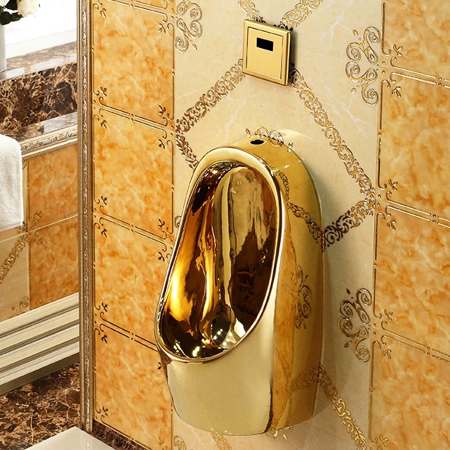 Elegant Wall Mounted Plain Gold Urinal  -  Gold Urinals