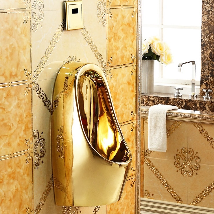 Elegant Wall Mounted Plain Gold Urinal  -  Gold Urinals