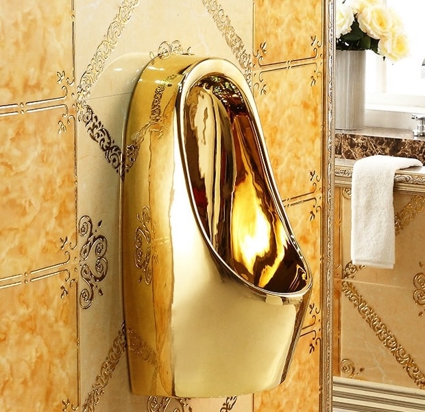 Elegant Wall Mounted Plain Gold Urinal  -  Gold Urinals